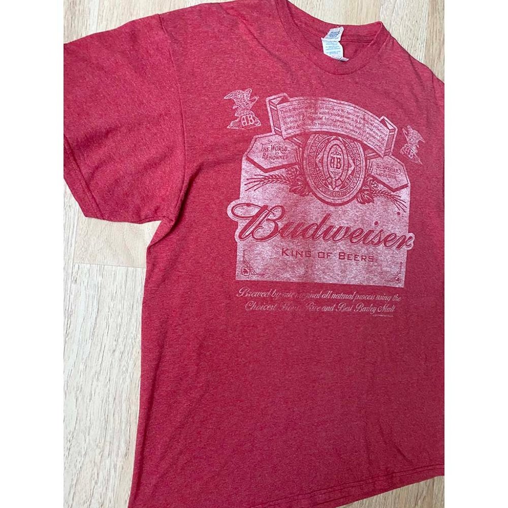 Vintage Budweiser Distressed T-Shirt Red Excellent - Picture 7 of 8